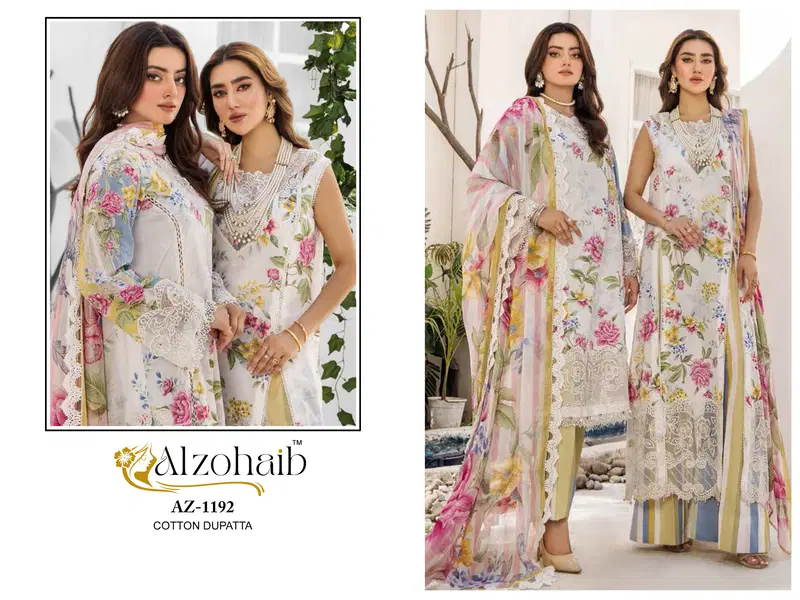 Sakina Vol 2 by Alzohaib Cotton Dupatta Pakistani Salwar Suits Wholesale Online